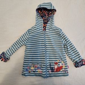 Jojo Maman Bebe Teal Stripe Woodland Friends Reversible Zip-Up Hoodie